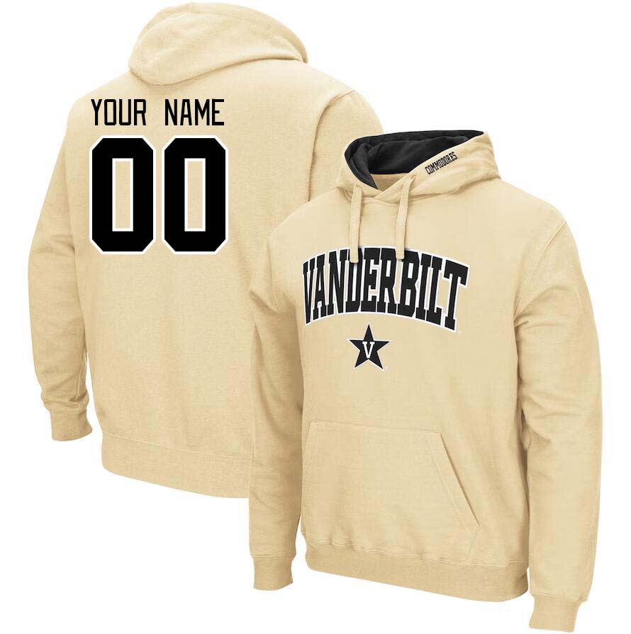 Custom Vanderbilt Commodores Name And Number Hoodie-Gold